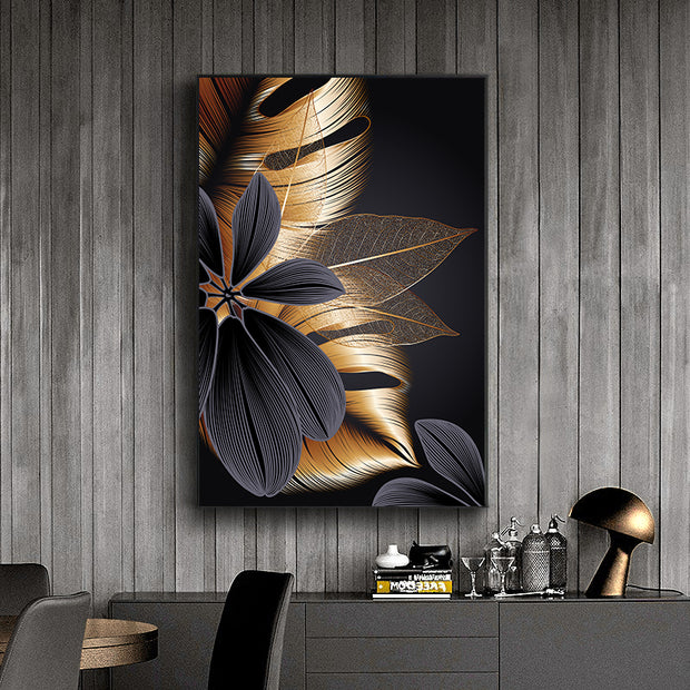 Golden Plant Leaf Canvas Poster