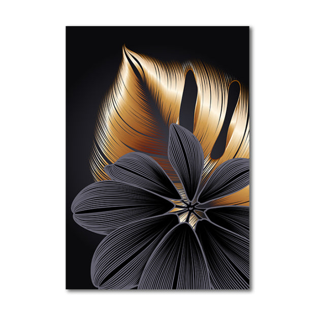 Golden Plant Leaf Canvas Poster