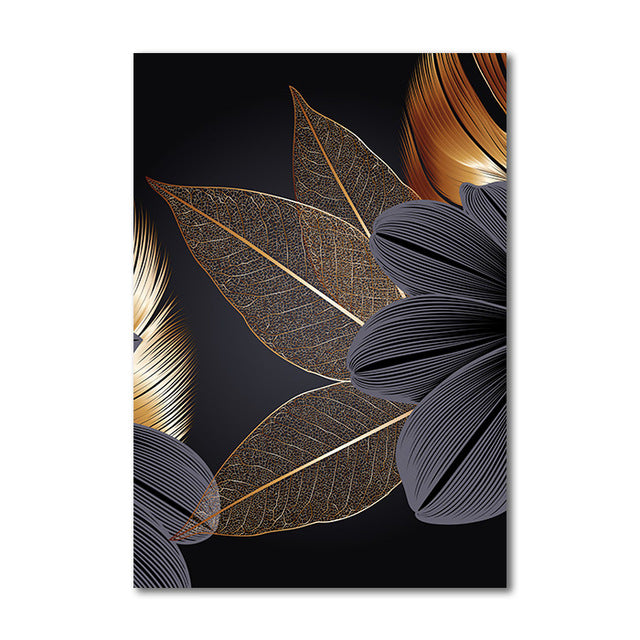 Golden Plant Leaf Canvas Poster