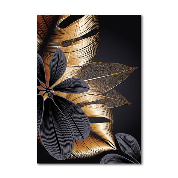 Golden Plant Leaf Canvas Poster