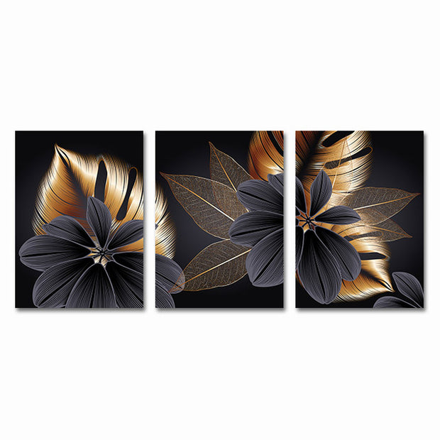 Golden Plant Leaf Canvas Poster