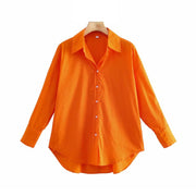 Loose Asymmetry Poplin Blouses