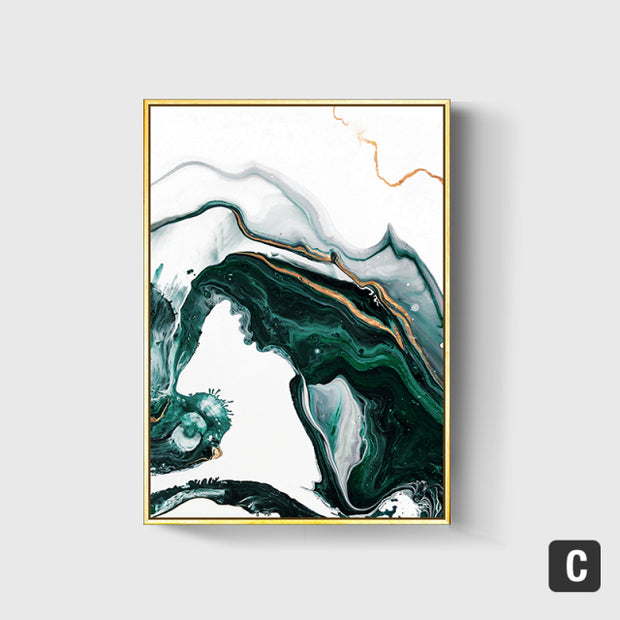 Abstract Gold foil lines Green