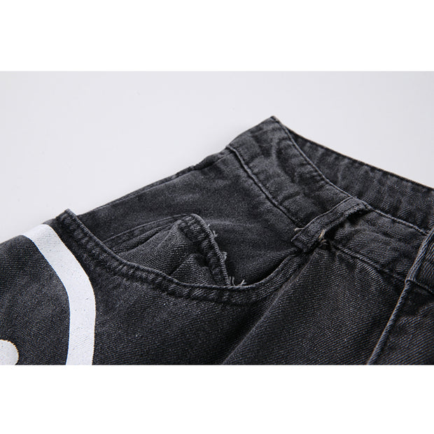 Hip-hop Printing Wash Jeans