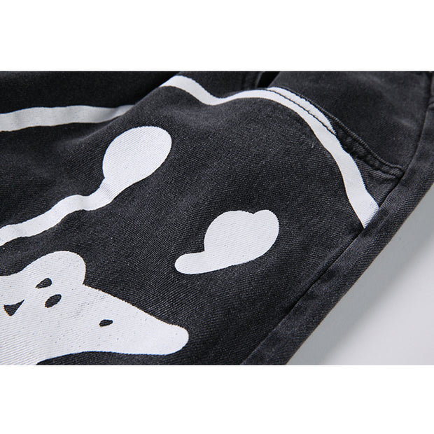 Hip-hop Printing Wash Jeans